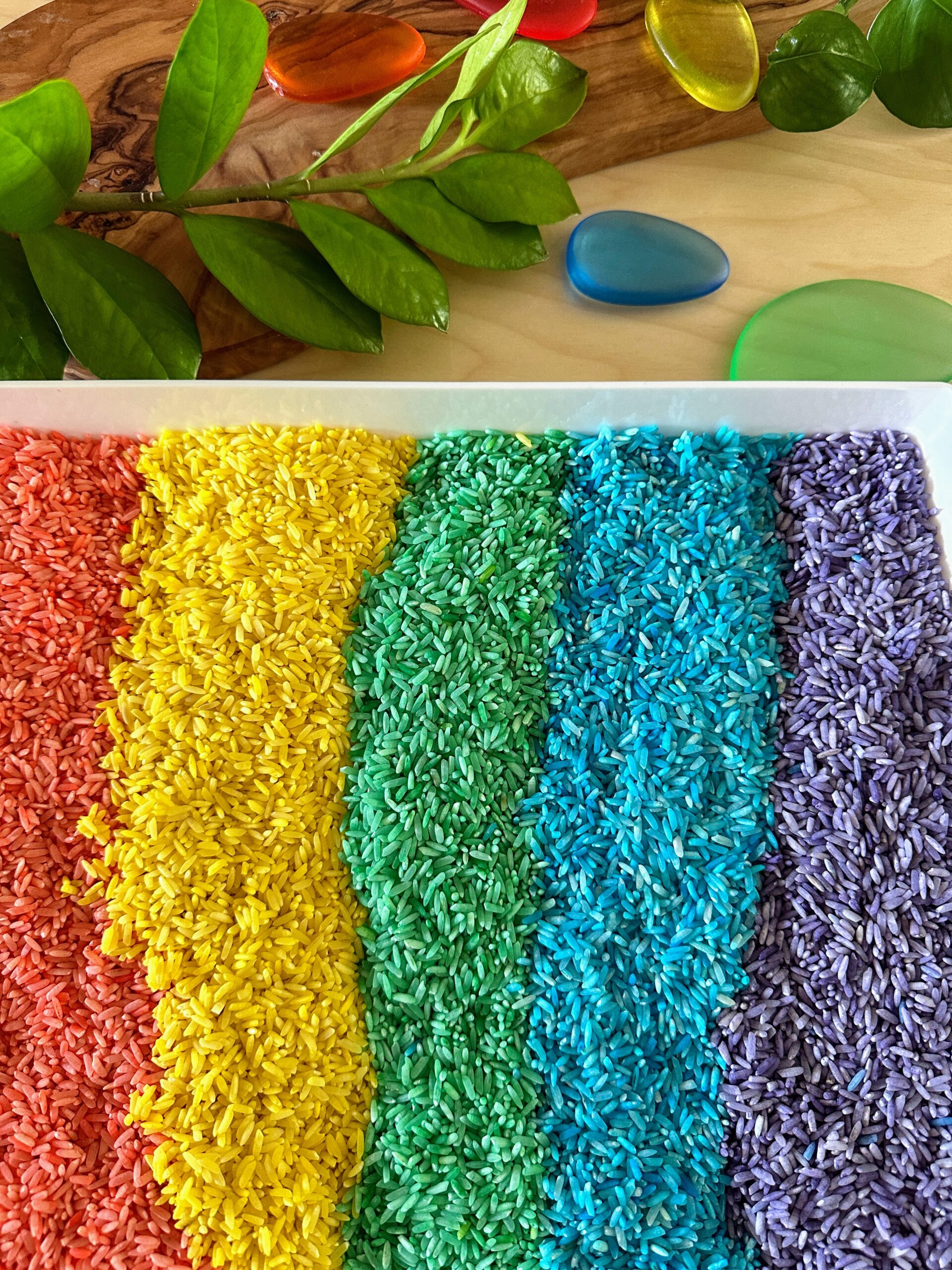 How to Dye Rainbow Rice for a Sensory Bin – Inspired Little Learners
